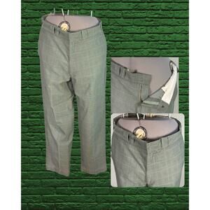 Vintage 1970's Sears Perma-Prest Green Plaid Workwear Flat Front Pants 36x28